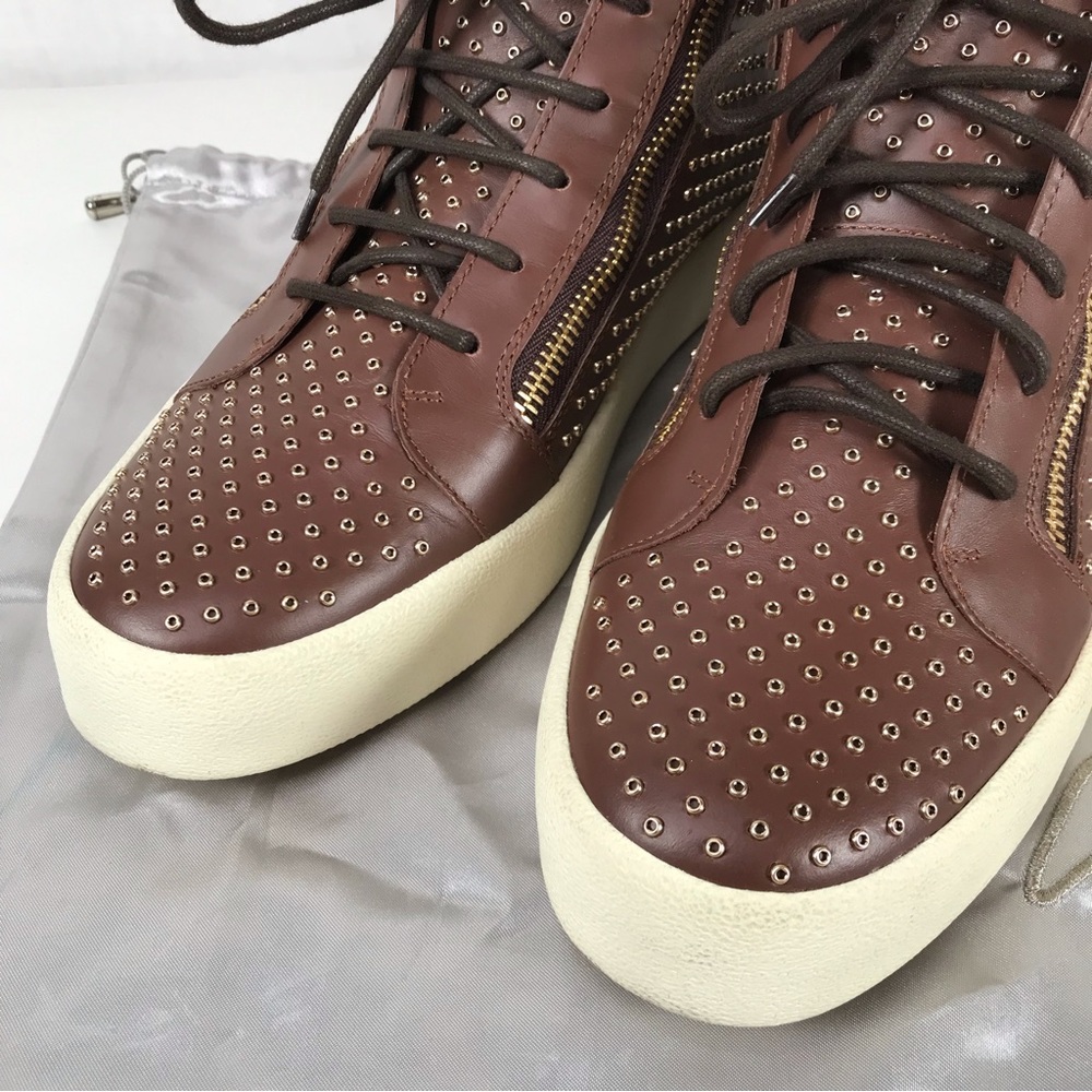 NEW Giuseppe Zanotti Brown Eyelet Sneaker Shoes Size EU 45= 12 (US) - Picture 4 of 12